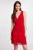 Wrap midi dress red women