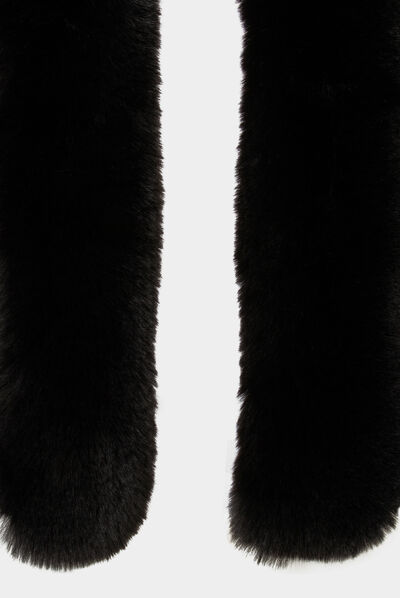 Poncho with faux fur details black ladies'