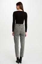 Ribbed jumper with V-neck black women