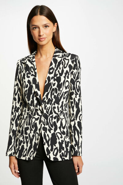 Waisted jacket with animal print multico ladies'