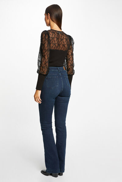 Jumper with laced long-sleeved black ladies'