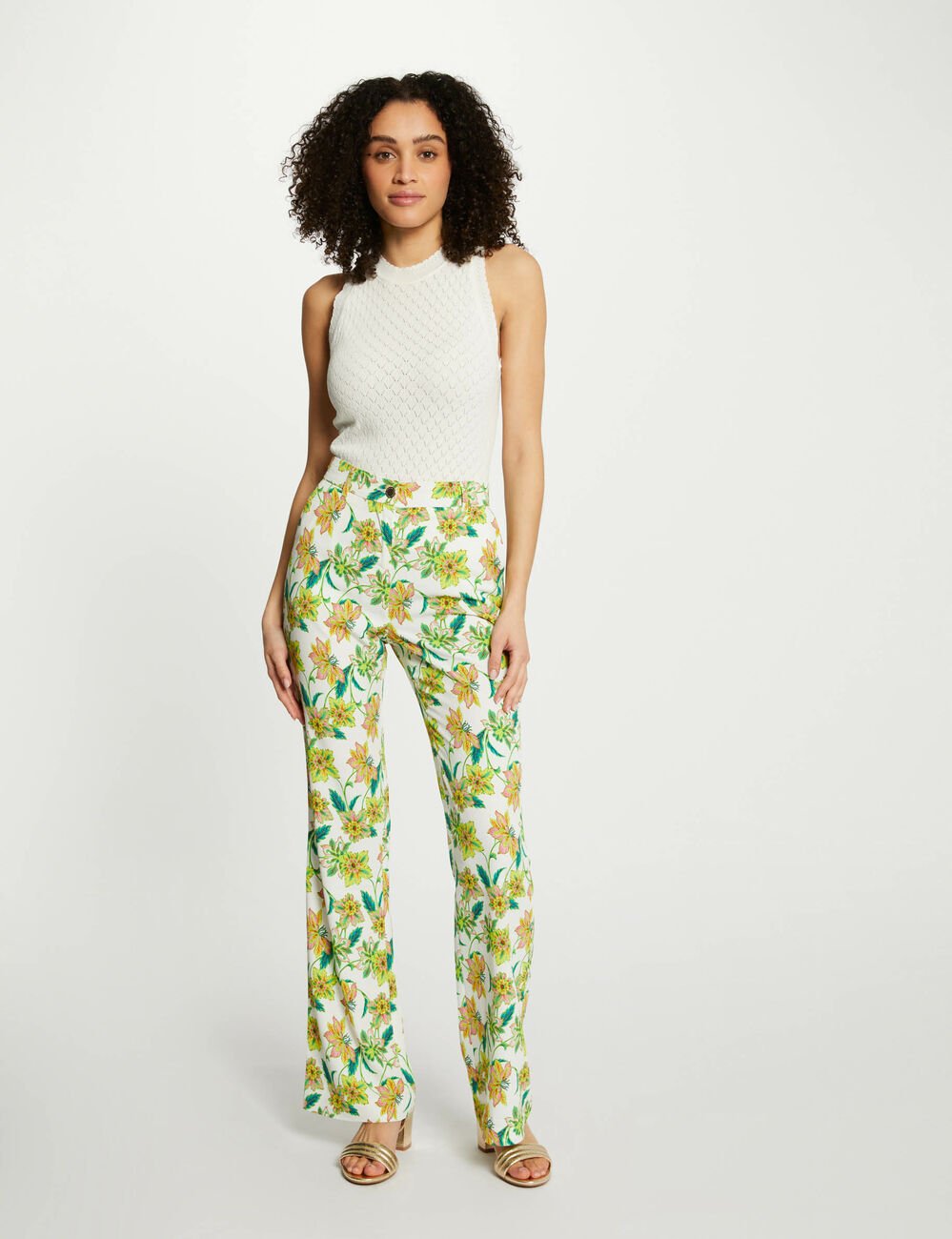 Printed fitted trousers multicolored women