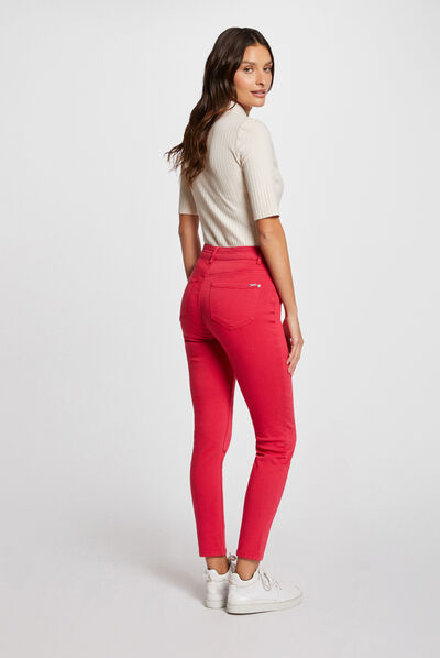 Cropped skinny trousers with 5 pockets medium red ladies'