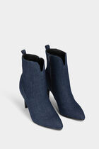 Bottines à talons en jean denim brut femme