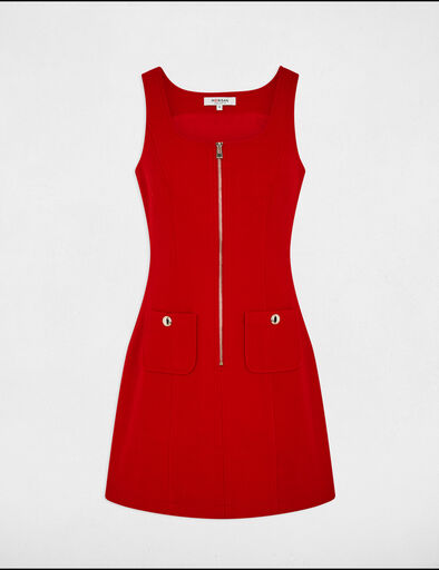Mini zipped pinafore dress red women