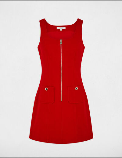 Mini zipped pinafore dress red women