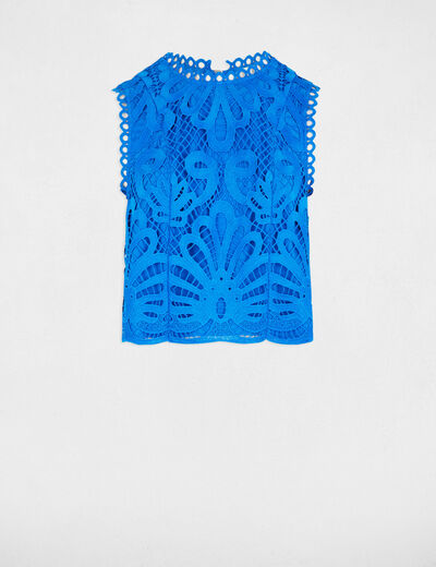 Sleeveless lace top electric blue women