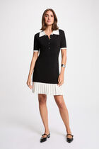 Short knit dress with lapel collar black women