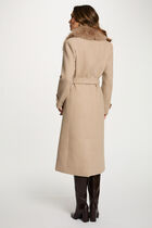 Long belted coat beige women