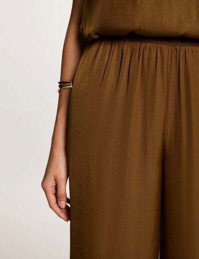 Flowy wide-leg trousers camel women