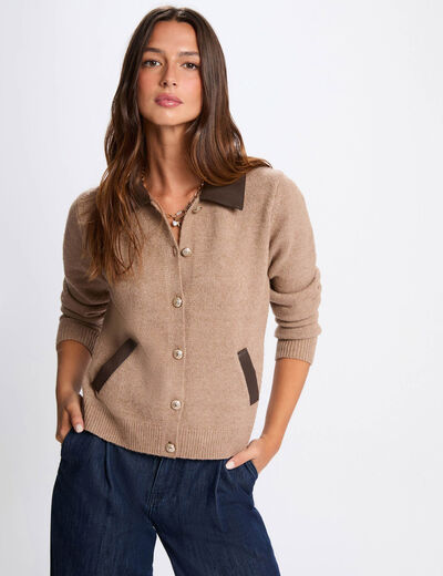 Fitted jacket with lapel collar brown women