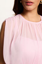 Robe courte col montant rose femme