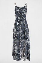 Robe longue fluide imprimée multicolore femme