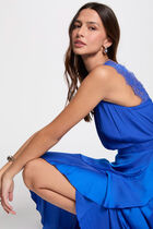 Maxi loose straight dress electric blue women