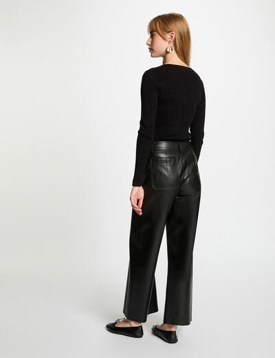 Long-sleeved jumper buttons fine knit black women