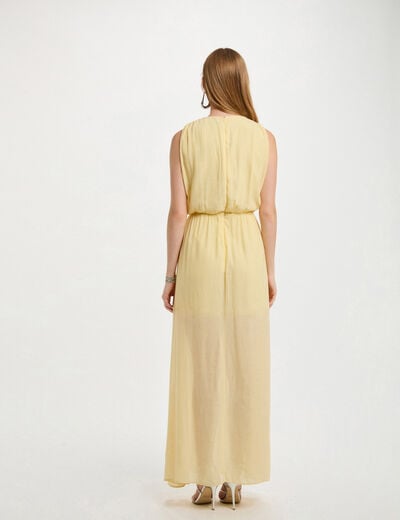 Maxi straight dress pastel yellow women