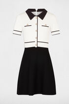 Robe tricot courte trapèze ivoire femme