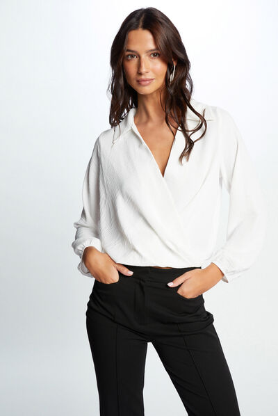 Long-sleeved blouse ecru ladies'
