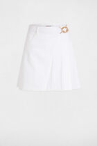 Pleated denim skirt white women