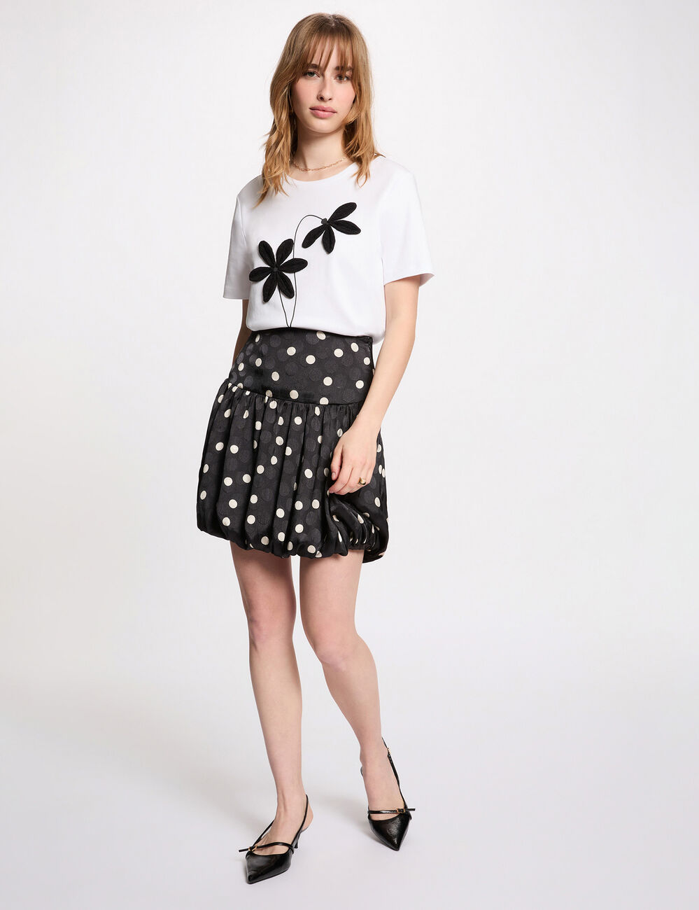 Printed bubble skirt black women