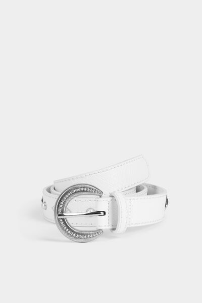 Belt with pearls and studs white ladies'