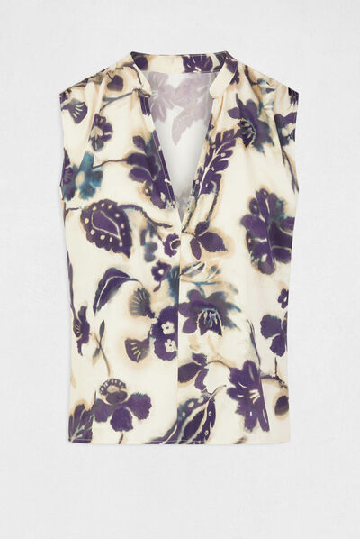 Sleeveless blouse floral print multico ladies'