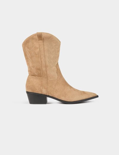 Western style boots beige women