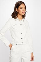Straight buttoned denim jacket ivory women