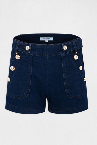 Fitted short with buttons raw denim ladies'