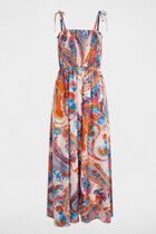 Robe longue droite imprimée multicolore femme