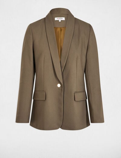 Veste courte col châle vert kaki femme
