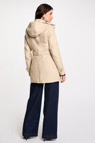 Trench cintré ceinturé à capuche sable femme
