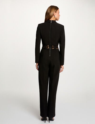 combinaison dentelle col tailleur noir femme black women