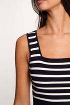 Knitted top wide straps navy blue women