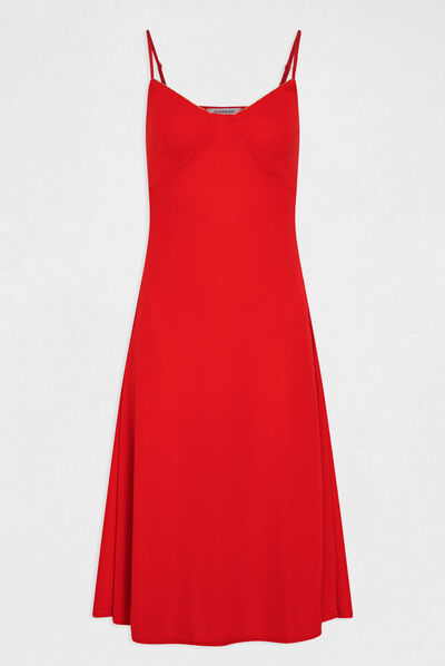 Loose A-line dress with straps red ladies'