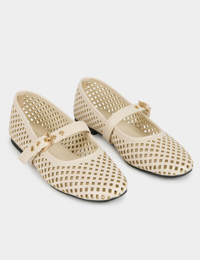 Ballet flats with strap ivory women