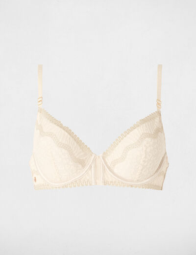 Lace bra with thin straps beige women