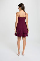 Short dress with V-neck plum women