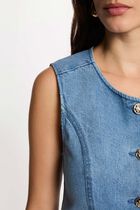 Sleeveless gilet heavy stone wash denim women