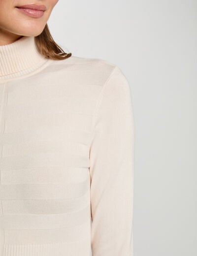 Fitted high neck sweater ivory women