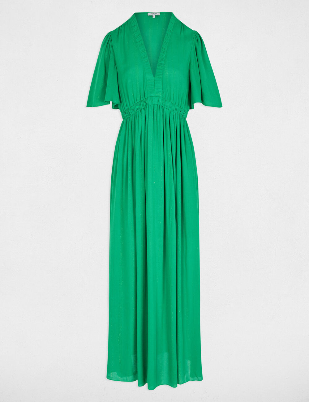 Long dress with v-neck meadow green women