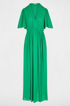 Long dress with v-neck meadow green women