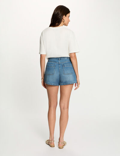 Printed t-shirt with round neck white women