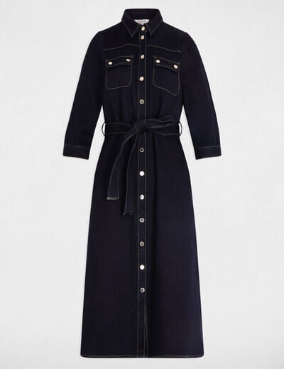 3/4 buttoned dress raw denim women