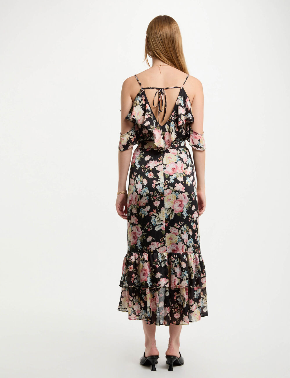 Printed top with ruffles multicolor women