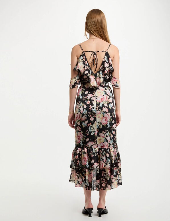 Printed top with ruffles multicolor women