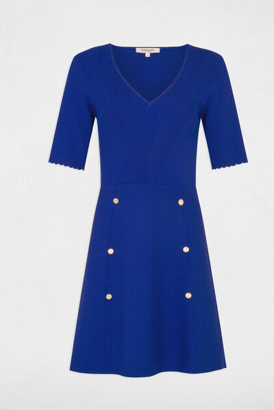 A-line short knitted dress electric blue ladies'