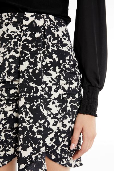 Draped fitted skirt abstract print multico ladies'