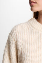Pull col rond manches longues ivoire femme