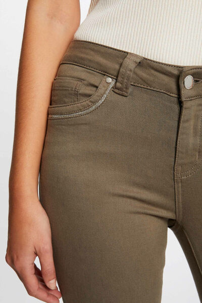 Slim trousers with jewelled details  ladies'